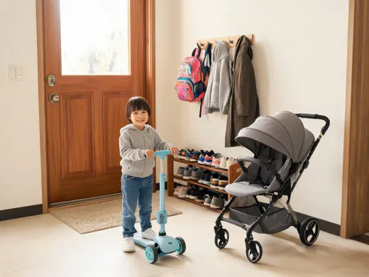 Preschool scooter and stroller transition
